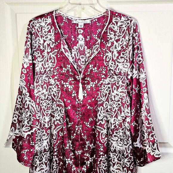 Oscar De La Renta Kaftan Robe Womens M Vintage Romantic Resortwear Satin Lounge - Picture 3 of 10
